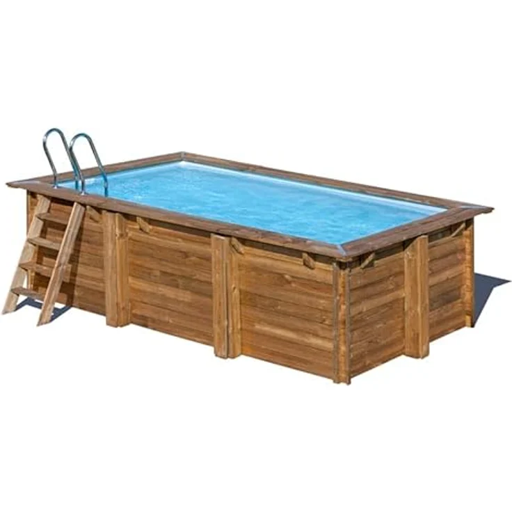 Pool Komplettset aus Echtholz Marbella 2 Rechteck 420 x 270 x 117 cm – Bild 2