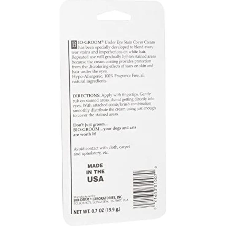 Bio-Groom - Fleckenfreie Hundeaugencreme - Tränenfleckenentferner für weiße Hunde - Sanfter Augenreiniger für Hunde - Hypoallergen - Frei von Tierquälerei - Hergestellt in den USA - 21 ml – Bild 2
