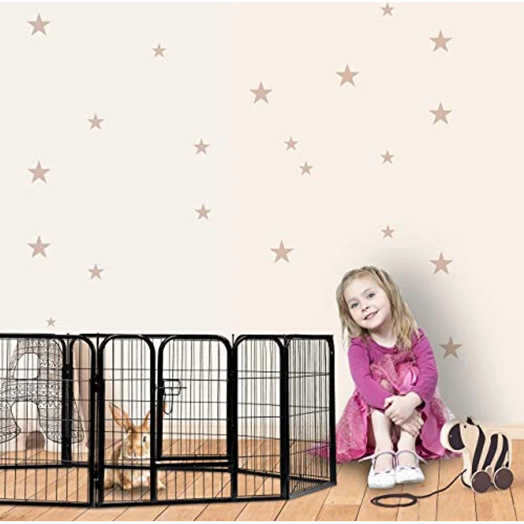 Relaxdays Welpenauslauf, kleine Hunde, Welpen, Kleintiere, für Innen, Außen, Laufstall HxBxT: 80 x 78 x 235 cm, schwarz – Bild 2