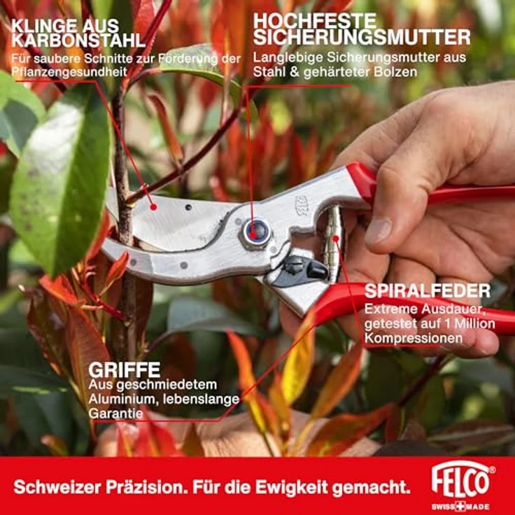Felco Gartenschere Nr. 4, Rot mittelgroß – Bild 5