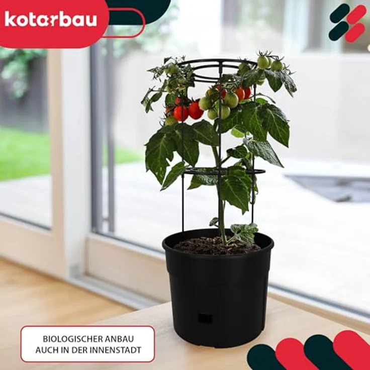 KOTARBAU® Tomatenturm 115 cm, Tomatentopf mit 12 L Fassungsvermögen, anpassbare Rankhilfe, schwarz Kunststoff, für Tomaten und Gemüse – Bild 2