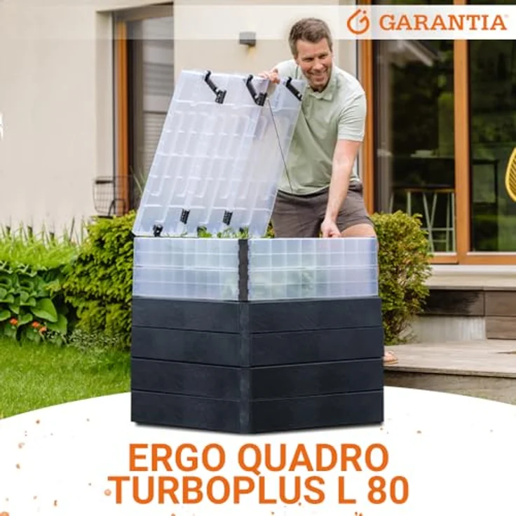 Garantia ERGO QUADRO TurboPlus L 80 Hochbeet, Set mit 12 Paneelen, 3D-Steinoptik, 80 x 80 cm, grau – Bild 2