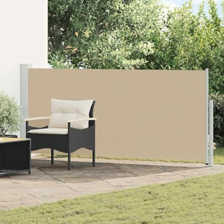 vidaXL Seitenmarkise, einziehbar, Beige, 300 x 170 cm, UV-beständiger Polyester, verstellbar für Terrasse und Garten – Bild 2