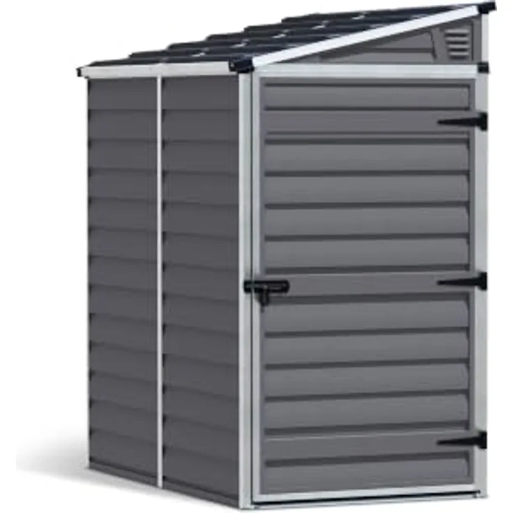 Canopia by Palram Gerätehaus Skylight Pent 4x6, Gartenhaus aus rostbeständigem Aluminium und UV-geschützten Polycarbonatplatten, grau, 177x102x203 cm