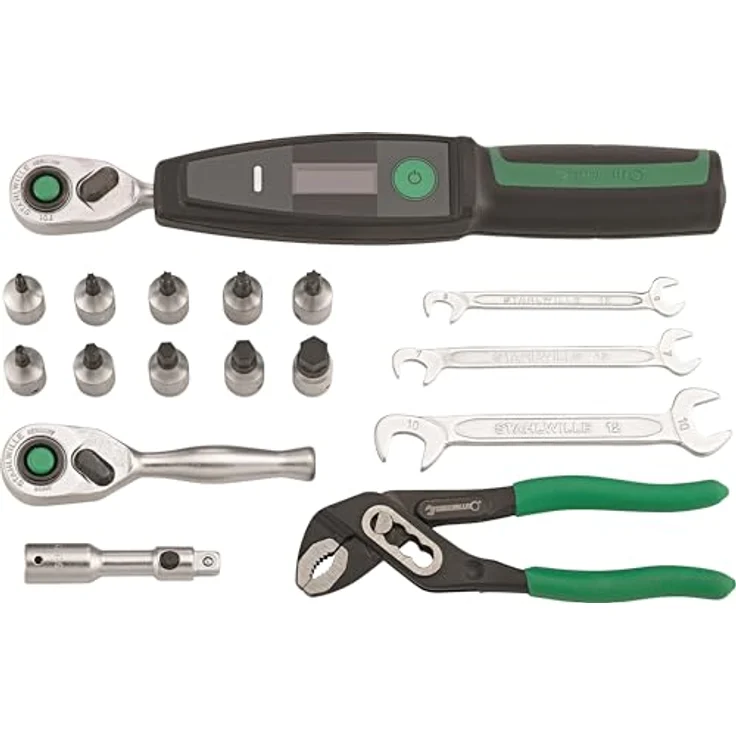 STAHLWILLE Fahrrad Werkzeug-Set 18-tlg. | Elektronischer 1/4“ Drehmomentschlüssel 1-20 Nm | TORX und Innensechskant in praktischer Rahmentasche – Bild 2
