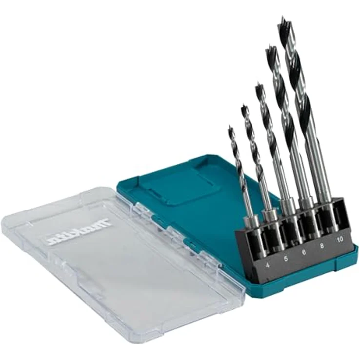 Makita SDS-plus Holzbohrer Set 5 tlg., geeignet zum Bohren von Holz, inklusive Bohrergrößen 4-10 mm in Kunststoffbox – Bild 2