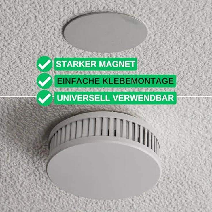 Rauchmelder Magnethalter, 3er Pack, Ø 50 mm, Selbstklebend, 3M Pads, Warnmelder Magnethalterung zur einfachen Befestigung ohne Bohren und Schrauben – Bild 3