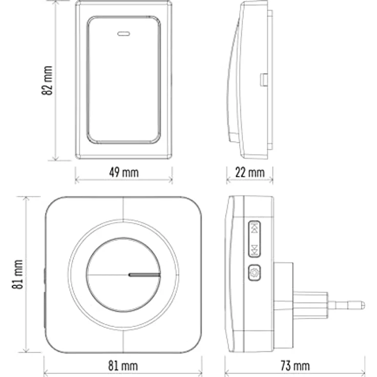 EMOS batterielose Funkklingel/Türklingel Set, 36 Melodien, 180m Reichweite, 4 Lautstärken bis 90 dB, Zusatz-Taste bestellbar, weiß – Bild 5