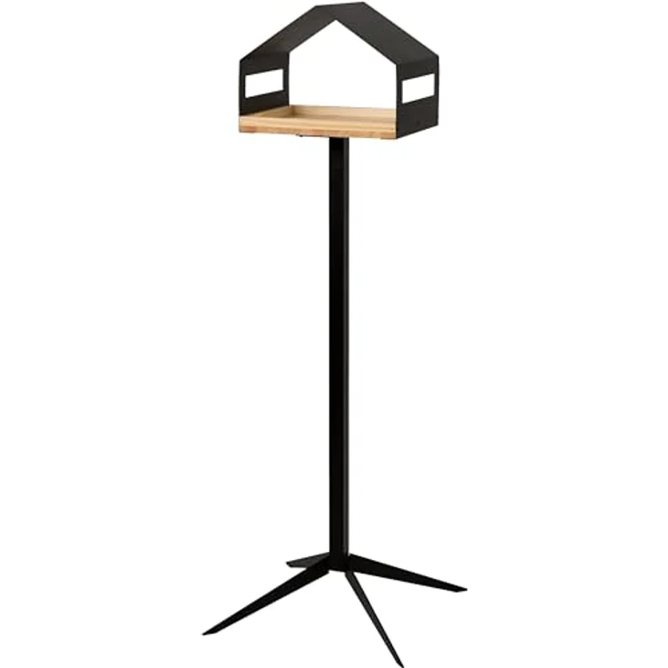 WONDERMAKE® Design Vogelhaus mit Ständer aus Metall und Holz wetterfest, modernes Vogelfutterhaus groß Metalldach stehend, Vogelhäuschen Futterhaus für Vögel zum Stellen XL – Bild 2