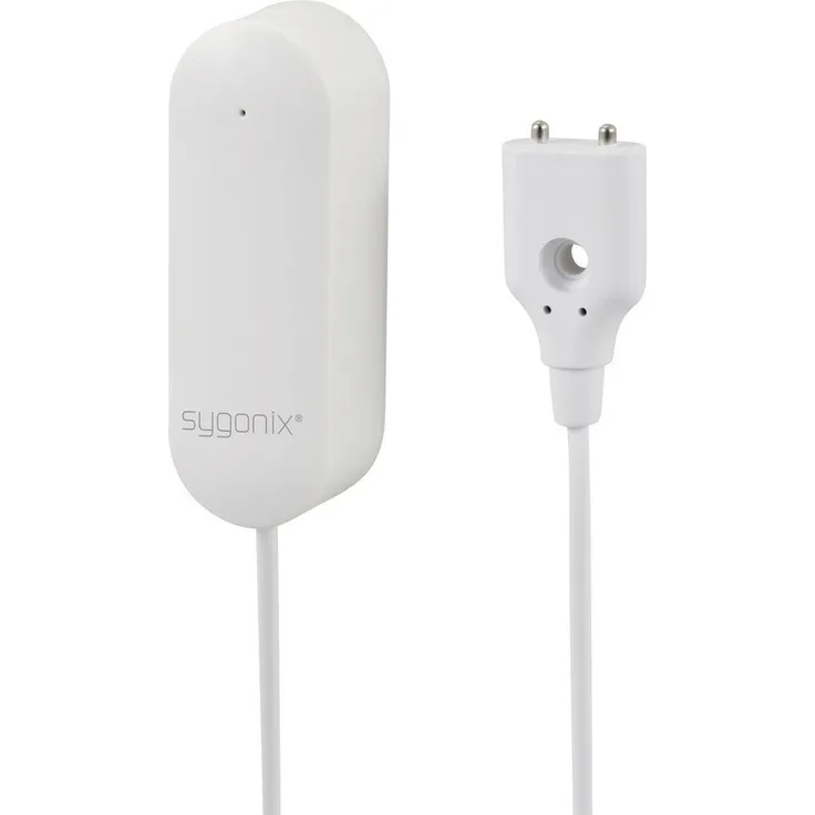 Sygonix SY-6515318 Funk-Wassermelder mit App-Steuerung, batteriebetrieben, erweiterbares Melderkabel bis 100 cm, kompatibel mit Amazon Alexa und Google Home