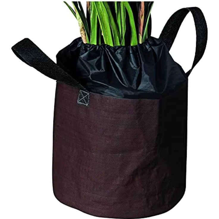 NOOR Frostschutz-Sack XL 55 x 45 cm mit eingenähter Isolierfolie I Frostschutzhaube für Topf-Pflanzen mit Zugband & Tragegriffen I Winterschutz für Pflanzen-Überwinterung von Kübelpflanzen I Braun – Bild 1