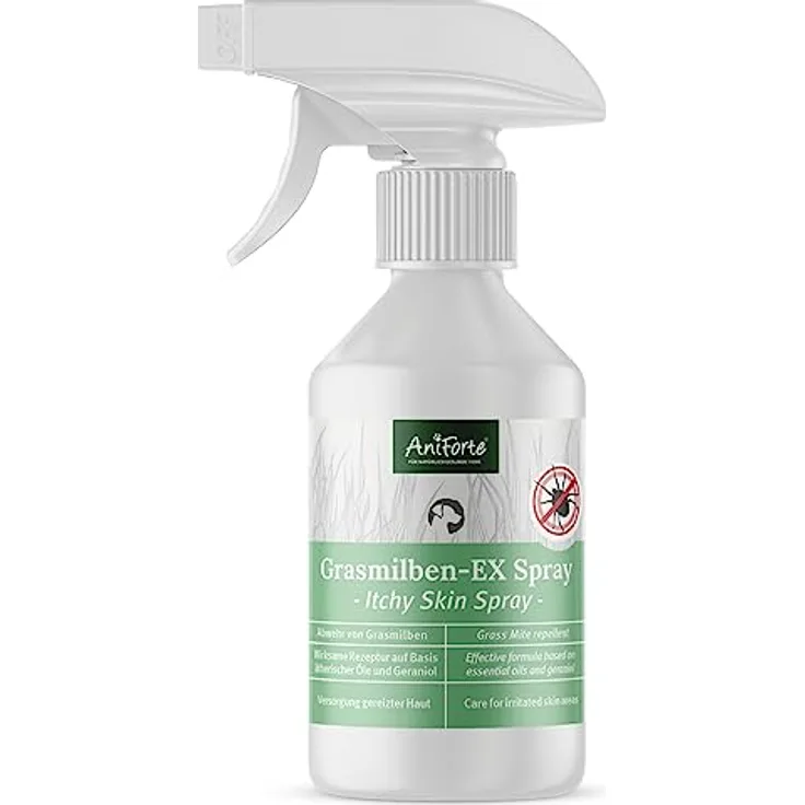 AniForte Grasmilben-EX Spray 250ml - Grasmilbenspray für Hunde, effektive & langzeitige Abwehr gegen Grasmilben & Parasiten, beruhigt gereizte Haut & lindert Juckreiz