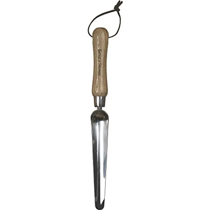 Kent & Stowe schmale Pflanzkelle – Handschaufel aus Edelstahl zum Pikieren und Umpflanzen, Blumen-Kelle mit Griff aus Eschenholz, Länge: 33 cm