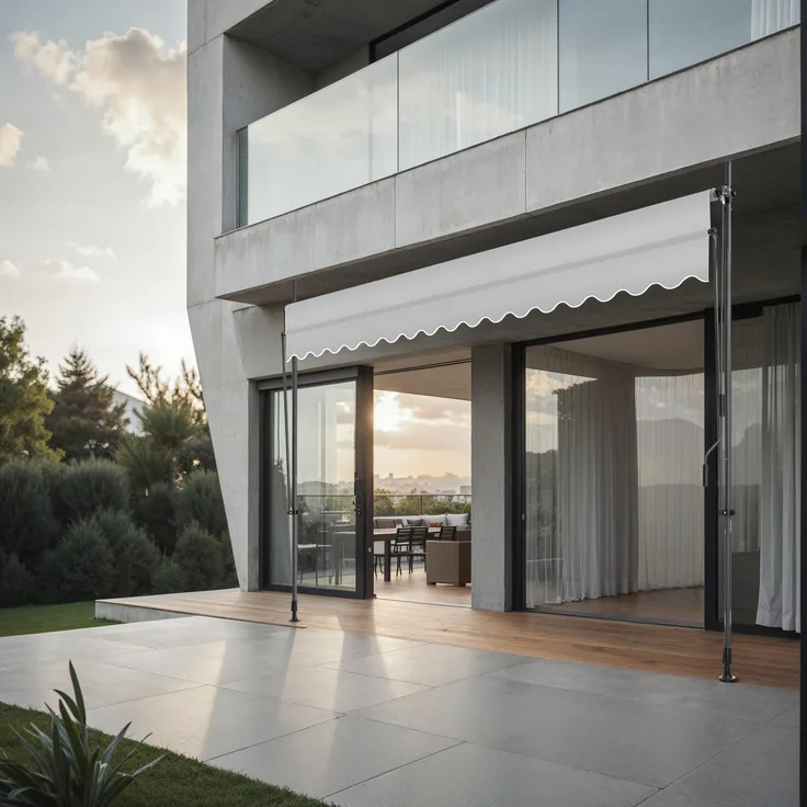 Tectake Klemmmarkise mit Handkurbel, höhenverstellbar - 400 x 180 cm, hellgrau, UV-beständiges Polyestergewebe