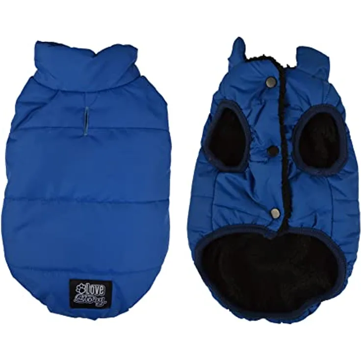 Hunde Mantel Teddyfleece Winterjacke Hundemantel Hundebekleidung Jacken Kragen Jacke Hundejacke Hundeweste Wintermantel Parka warm Hundekleidung Steppjacke (Blau, L)