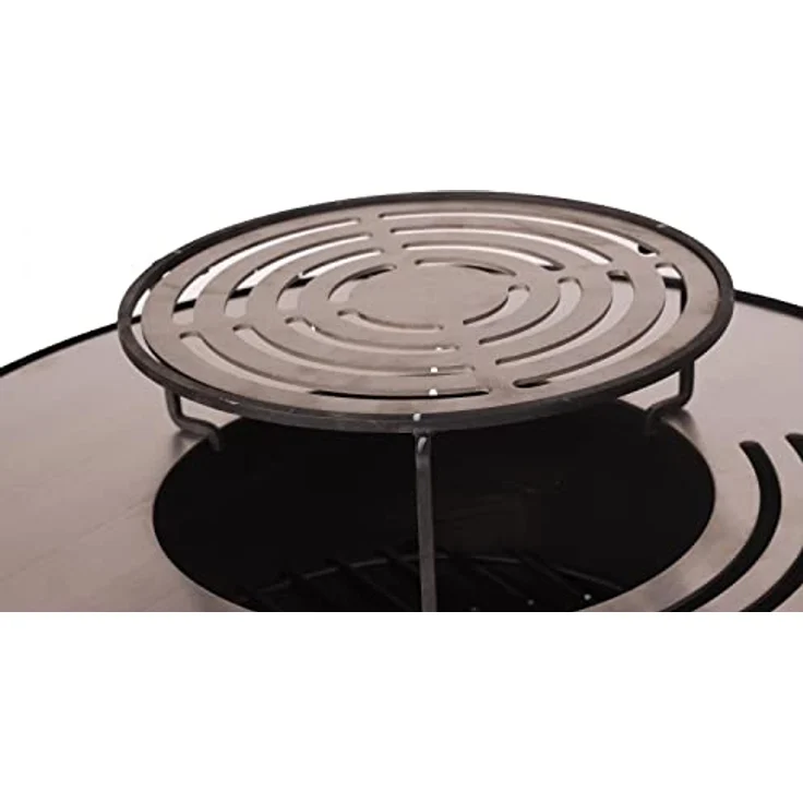 Purline Efp55R Holzkohlegrill mit runder Stahlplatte und Rost, 60cm Durchmesser, Cortenstahl, inkl. Schutzhülle, schwarz – Bild 5