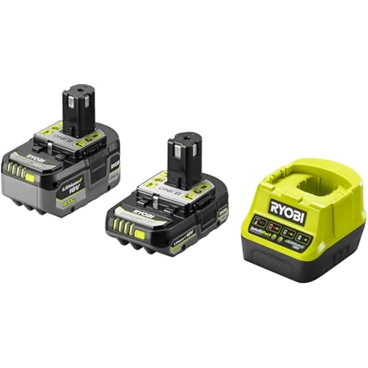 RYOBI Starterset RC18120-242X, 18 V Lithium Akkus (2 Ah & 4 Ah) mit Ladegerät und IntelliCell-Technologie