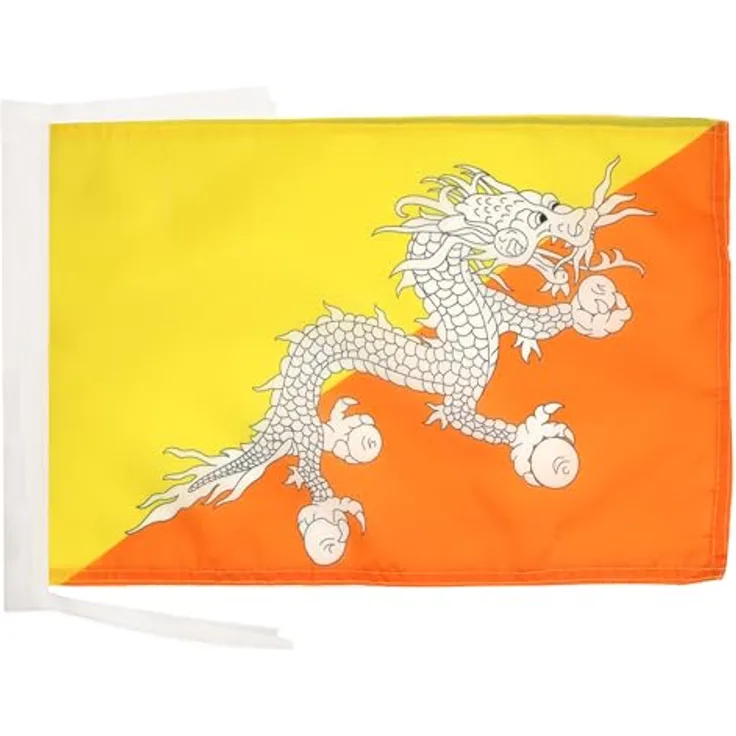 AZ FLAG Bhutan Fahne, 45x30 cm mit Kordel, Polyester 100D, verstärkte Ecken für Innen- und Außenanwendung