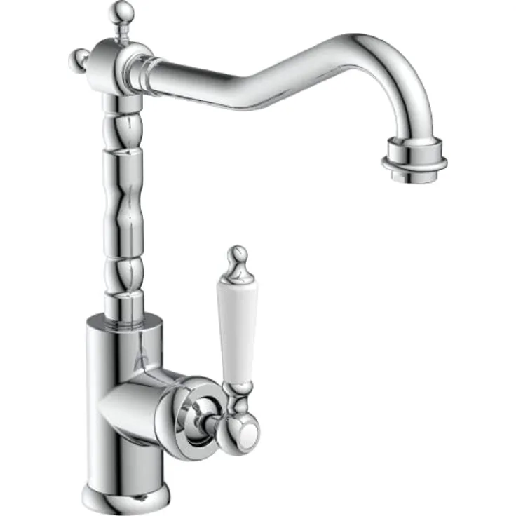 Schütte Spültischarmatur Old Style, 360° schwenkbare Mischbatterie mit Cold-Start Technik und geräuscharmer Qualitäts-Kartusche