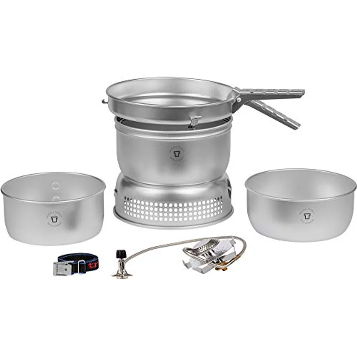 Trangia Campingkocher, ultraleichter Gaskocher mit Aluminium-Töpfen, Antihaft-Bratpfanne und Wasserkessel, Set mit Brenner und Windschutz, 1055 g – Bild 2