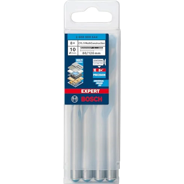 Bosch Professional Expert CYL-9 MultiConstruction Bohrer, 10 x 80 x 120 mm, d 10 mm, 8-tlg., präzise Bohrungen in Beton, Ziegel, Holz und Metall – Bild 2