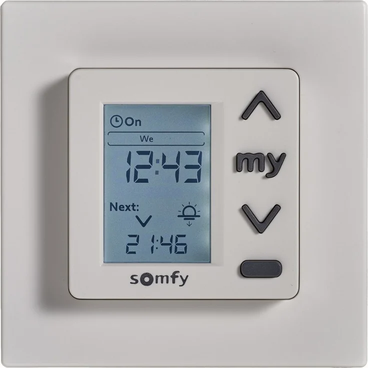 Somfy Wochenzeitschaltuhr Chronis UNO 55, Zeitschaltuhr für Rollläden, manuelle und automatisierte Steuerung, weiß RAL 9003