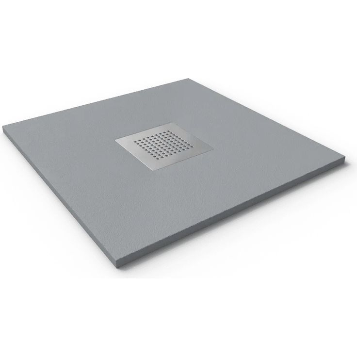 Stano Mineralguss Duschwanne Extra Flach Slate Grau, Abriebschutz Chrom, 90x90 cm