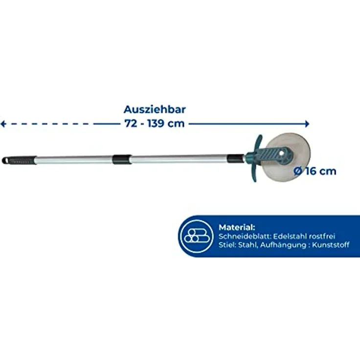 Maximex Rasenkanten-Roller Cut - für rücken- und knieschonendes Arbeiten, Edelstahl rostfrei, 5.5 x 72-139 x 15 cm – Bild 3