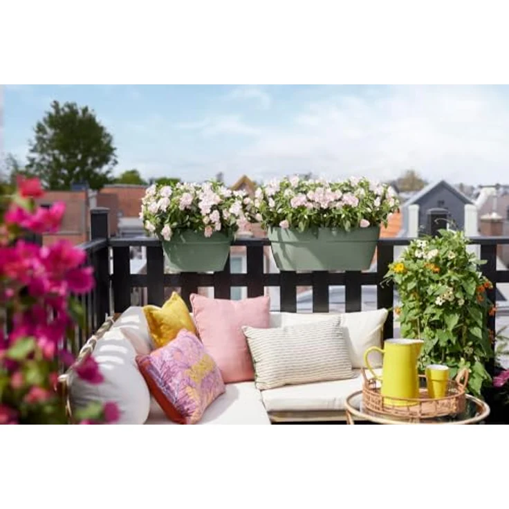Elho Vibia Campana, Pflanzkübel 60cm, grüner Balkon Blumenkasten mit 16l Fassungsvermögen – Bild 5