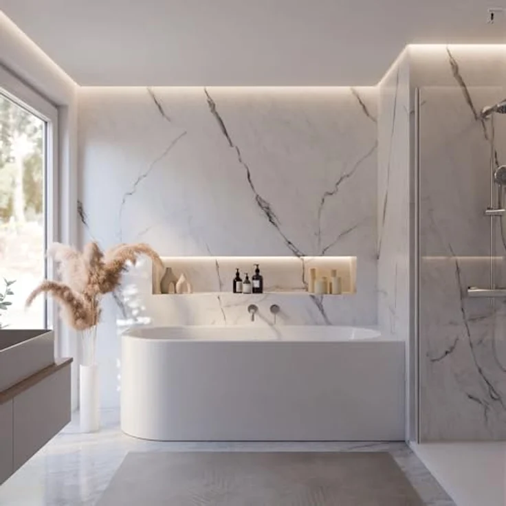 Schulte Badewanne Rio Canto, 180x80 cm Sanitäracryl Weiß mit Fußgestell, Schürze und Pop-Up Ablauf – Bild 5