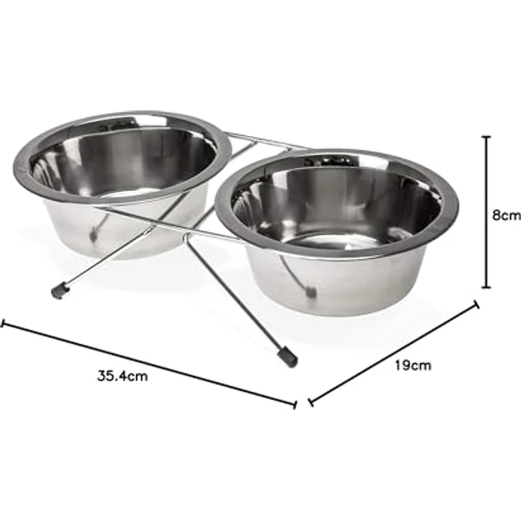 Karlie Duo Diner 800 ml, Futternapf mit erhöhter Halterung, spülmaschinenfest, mit Gummifüßen, ø: 11 - 16 cm – Bild 2