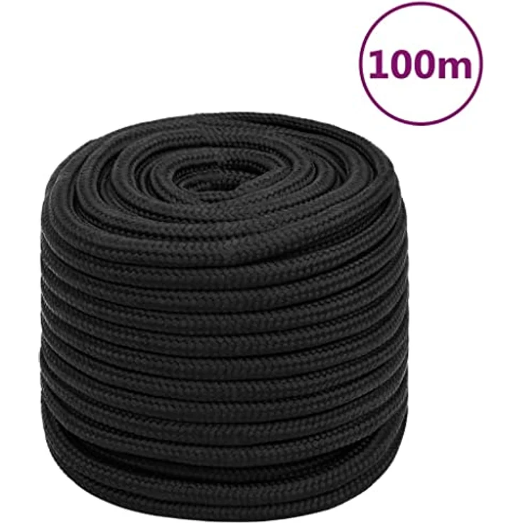 vidaXL Bootsseil Ankerleine Schwarz 18mm 100m Polypropylene - Robuste und witterungsbeständige Festmacher Tauwerk für Boote und Yachten – Bild 2