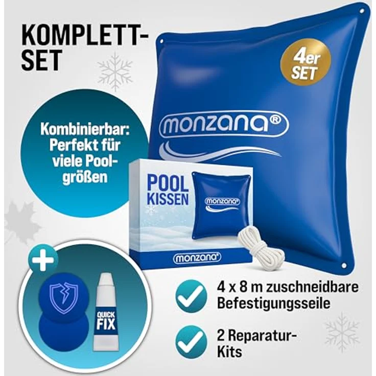 Monzana Poolkissen bis -20°C Winter XL Luftkissen XXL inkl. Seil PVC Doppelnaht Sicherheitsventil Ösen Pool Abdeckung Überwinterung – Bild 8