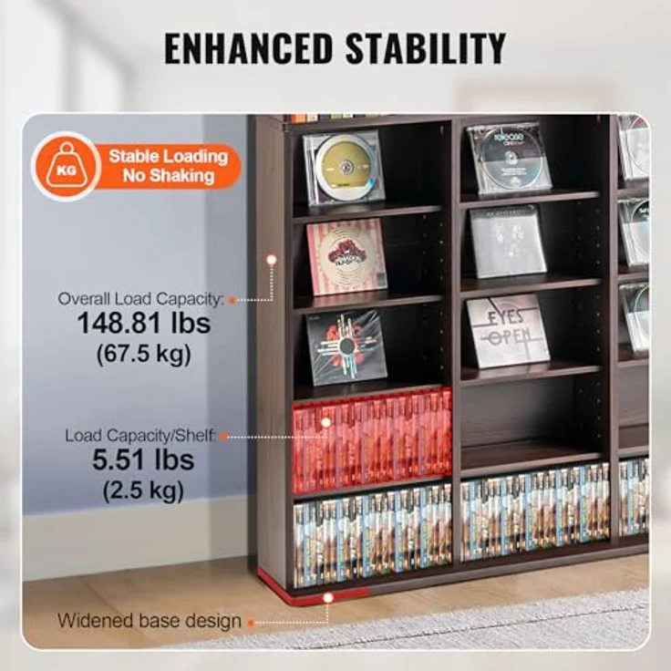 VEVOR Medienaufbewahrungsschrank, 9-lagiges DVD-Regal mit 756 CD-Kapazität, verstellbare Regale und stabile Konstruktion, vielseitig für Musik, Filme und Erinnerungen – Bild 5