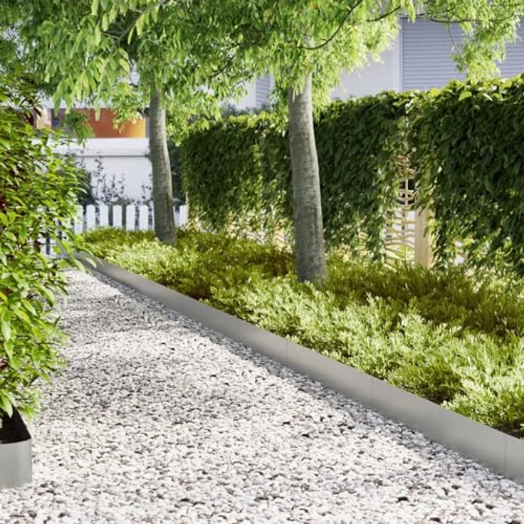 vidaXL Verzinkte Stahl-Gartenränder, Rustikale Metallabgrenzung mit Zickzack-Design, Pack von 50, 100 x 0.5 x 20 cm, für langlebige Barrieren im Außenbereich – Bild 2