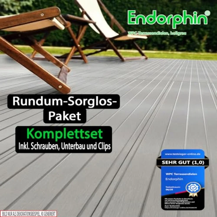 Endorphin Terrassendielen ® 8m² Hellgrau WPC, Komplettset mit rutschfester Oberfläche und pflegeleichter Reinigung – Bild 6