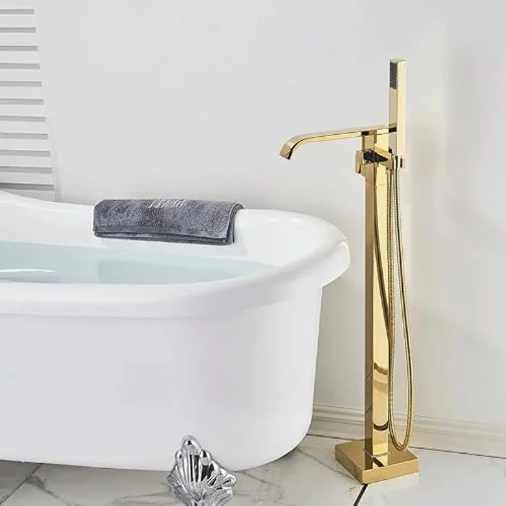 Rea Badewannenarmatur CARAT GOLD Einhebel Wannenarmatur mit Handbrause, Messing, bodenstehend, gold – Bild 2