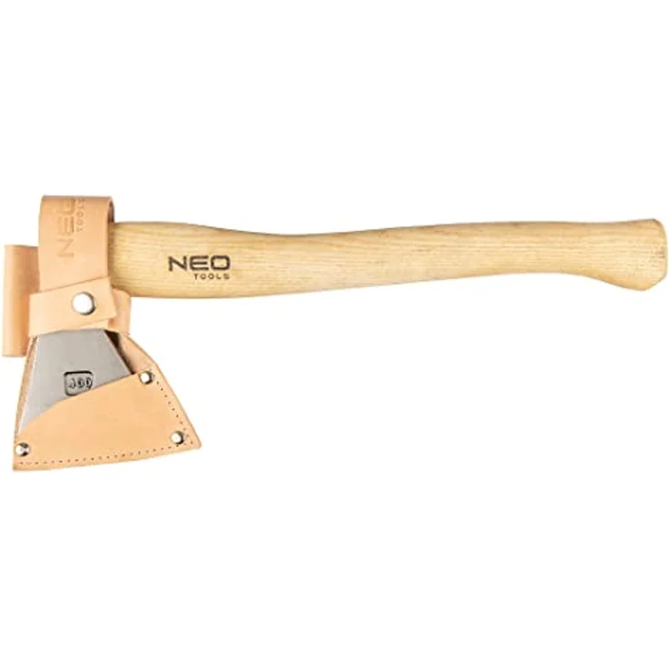 Neo Bushcraft-Axt 400g, robuste Axt mit Eschenholzgriff und Lederhülle – Bild 3