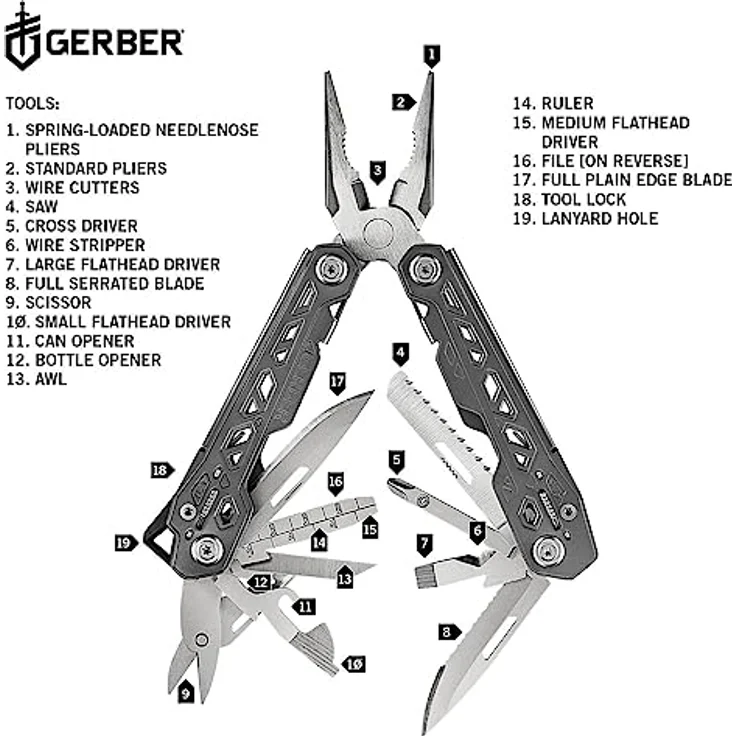 Gerber Multifunktionswerkzeug mit Nylon-Scheide und 17 Funktionen 30-001546 Truss Multi-tool – Bild 3