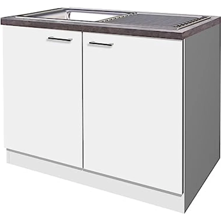 Flex-Well Spülenschrank Lucca mit Edelstahl-Einbauspüle, 100 x 60 x 85 cm, weiß matt, zerlegt – Bild 1