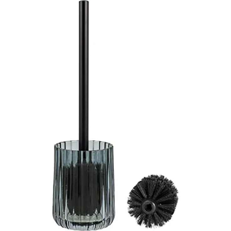 bremermann WC-Garnitur, WC-Bürstenhalter, Toilettenbürstenhalter, Glas, grau – Bild 1