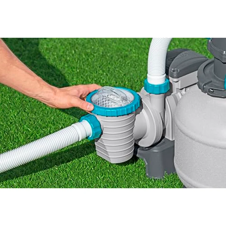 Bestway Filterpumpe, graue und orange Poolpumpe aus Metall und Kunststoff, 44x69x63.3 cm, ideal für Freizeit und Wasserspaß – Bild 5