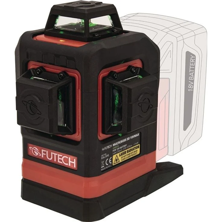 LASETO Multilinienlaser Multicross 3D, präziser Baulaser mit ± 4 Grad Neigung, grünes Laserlicht, Reichweite 120m, Laserklasse 2