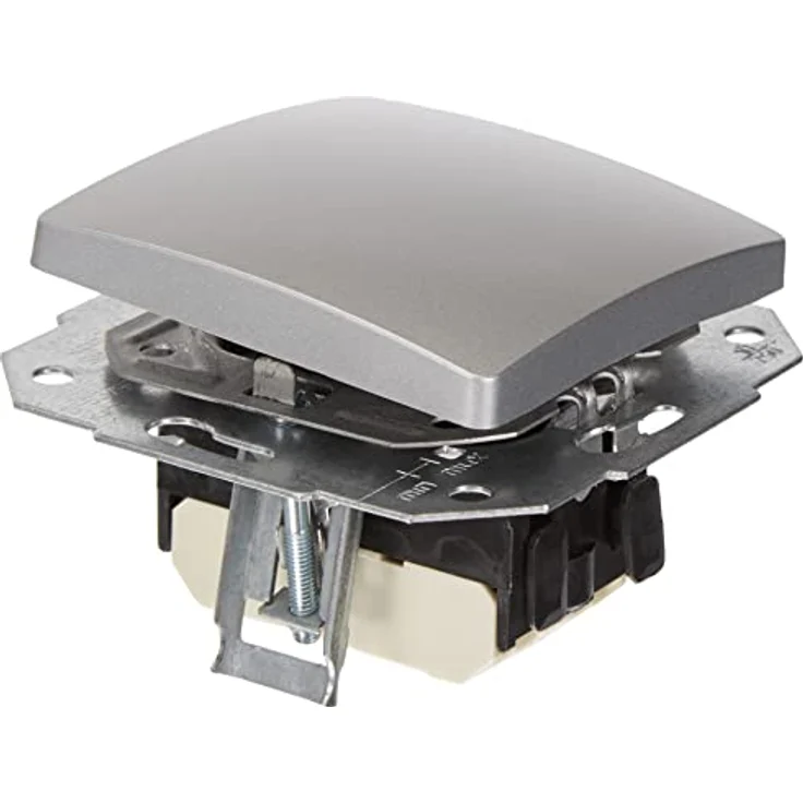Kopp Abdeckrahmen 651320083, Unterputz Abdeckrahmen in Silber mit Einzeltaster, 1 Modul, glänzende Oberfläche – Bild 1