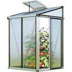 GFP Gewächshaus Anlehngewächshaus Flora 22 - Aluminium - 137x142 cm - 16 mm Polycarbonat-Platten - lichtdurchlässig