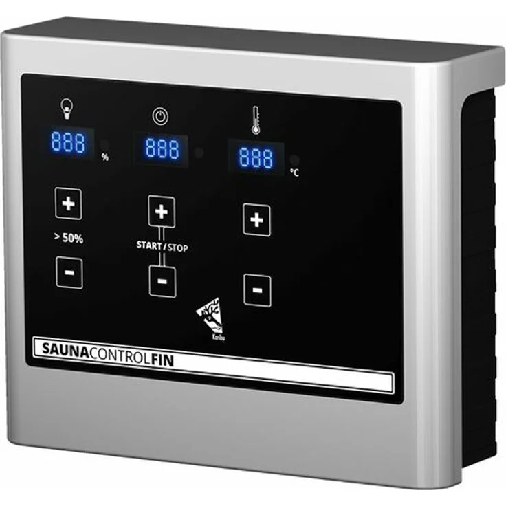 Karibu Saunahaus Hygge Set terragrau mit Ofen 9 KW, externe Steuerung easy – Bild 5