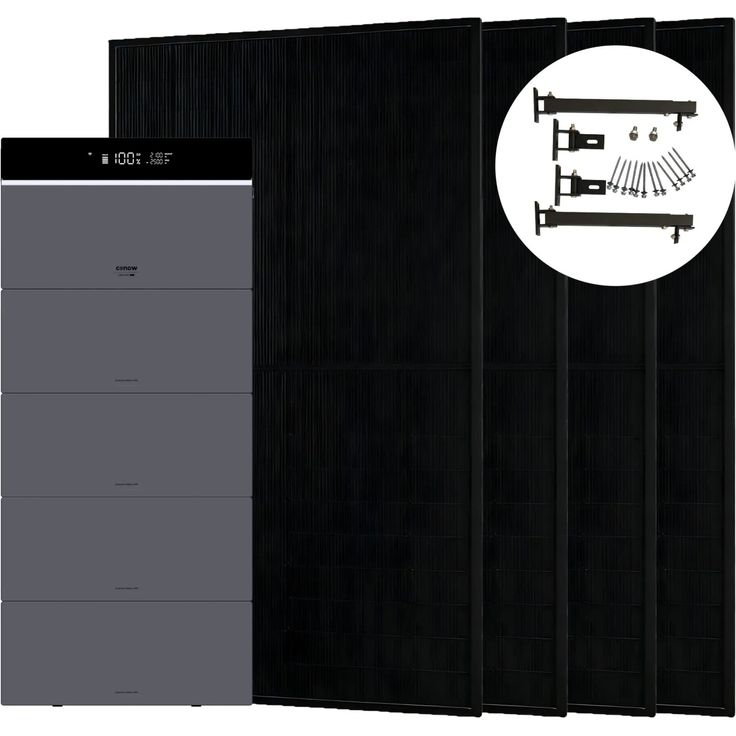 Conow CBE2000 Pro 1820W Balkonkraftwerk mit Flachdachmontagesystem und 4x 2 kWh LiFePO4 Erweiterungsakku