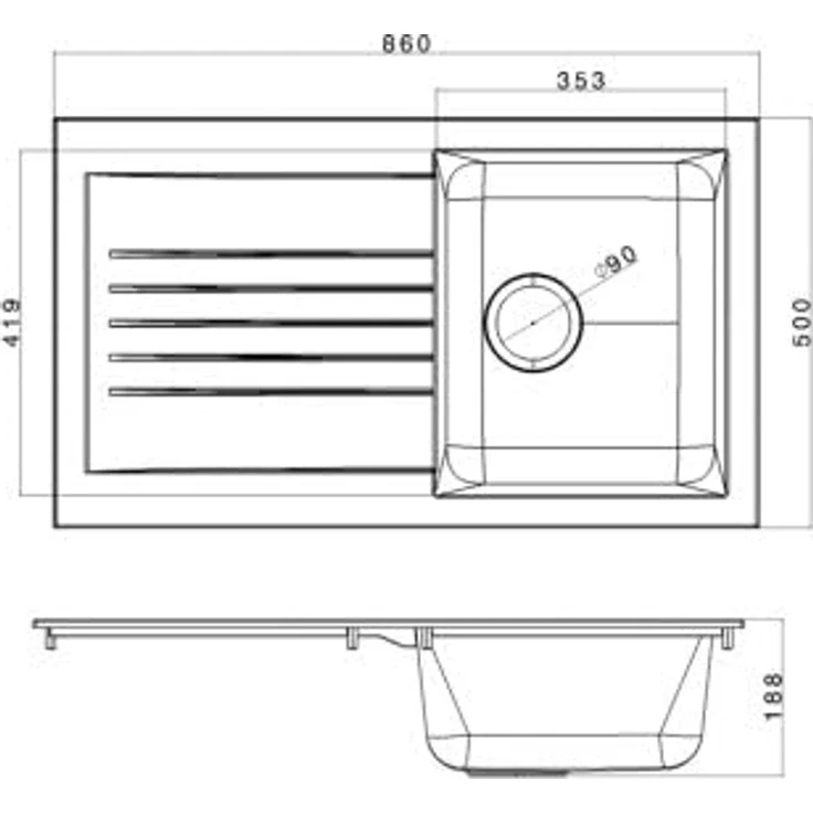YUNA Granovia Granite, Compositspüle in Granitoptik, 86x50cm, matt weiß – Bild 6