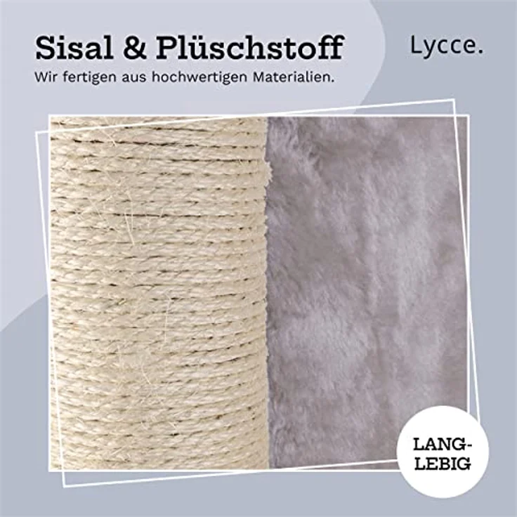 Lycce Katzenbaum Tower Kratzbaum deckenhoch Sisal Plüsch grau 230-260 cm – Bild 5