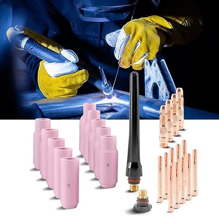 STAHLWERK WP-26 WIG Schweißzubehör Verschleißteile Spannhülsen Gehäuse Keramikdüsen WP26 Set 26-tlg – Bild 3